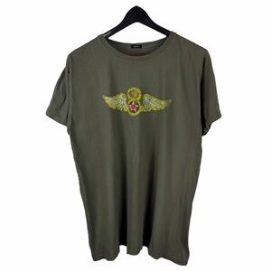 Mens Y2K Polo Ralph Lauren Green Center Logo Military Slim Fit Shirt Size L